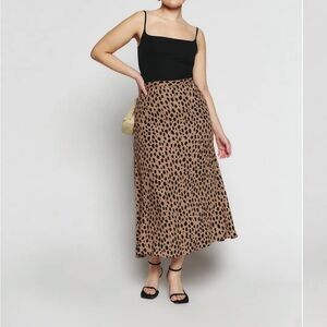 Reformation Bea Skirt in Bobcat- Brown/Black